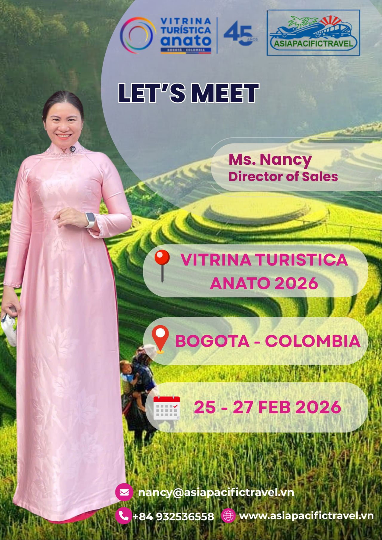 ✈️ Nancy de Asia Pacific Travel (Vietnam) estará en ANATO 2026 – Colombia